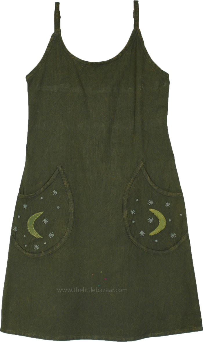 Green Moon Selenophile Cotton Dress