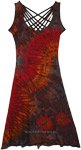 Caldera Brown Tiedye Sleeveless Bodycon Mesh Dress