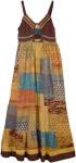 English Walnut Bohemian Patchwork Long Maxi Dress