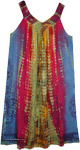 Tie Dye Umbrella Sleeveless Dress Colorful Hues