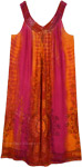 Saffron Spirit Tie Dye Umbrella Sleeveless Dress in Rayon
