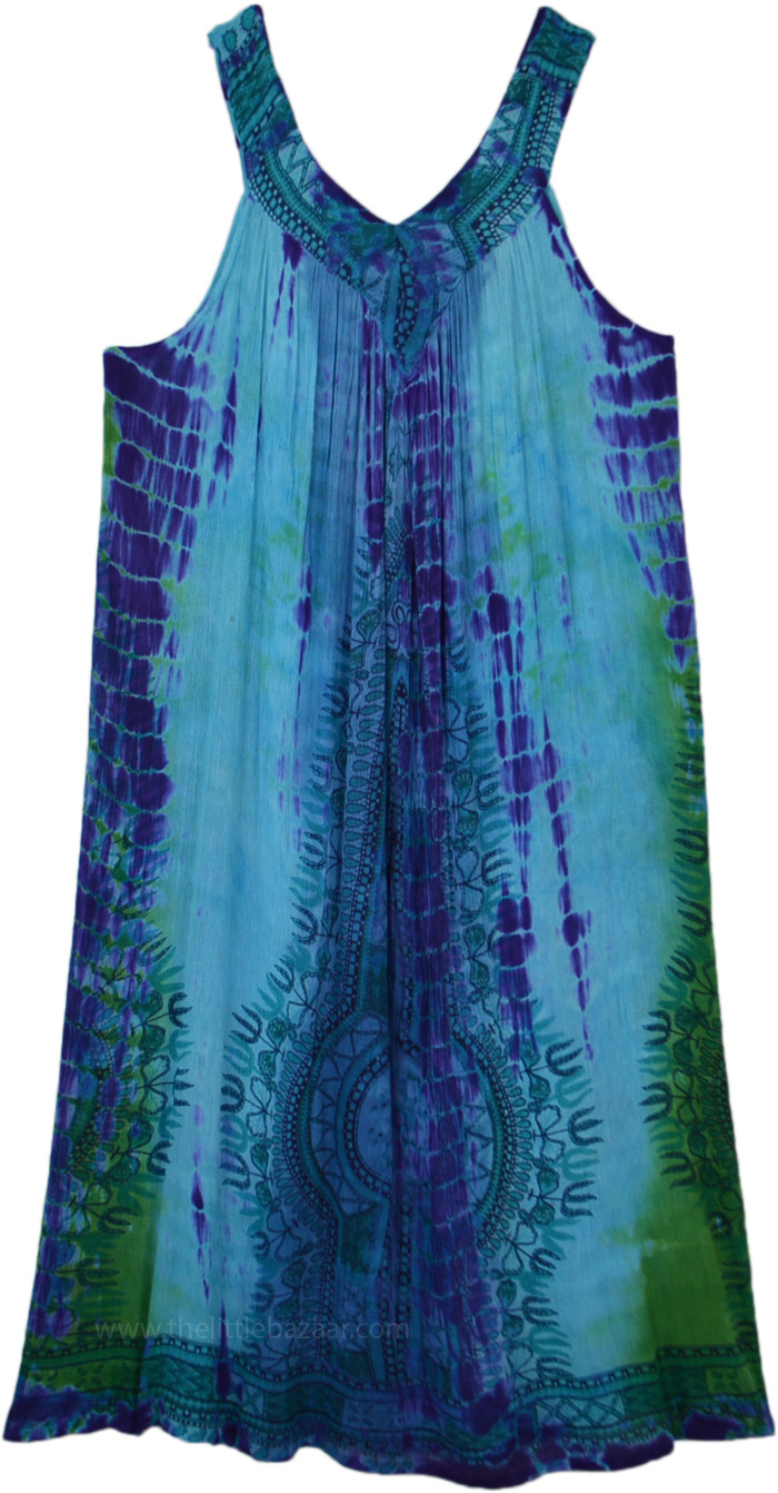 Queen Of Oceans Tie Dye Sleeveless Umbrella Dress