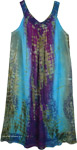 Blue Purple Tie Dye Umbrella Dress in Rayon