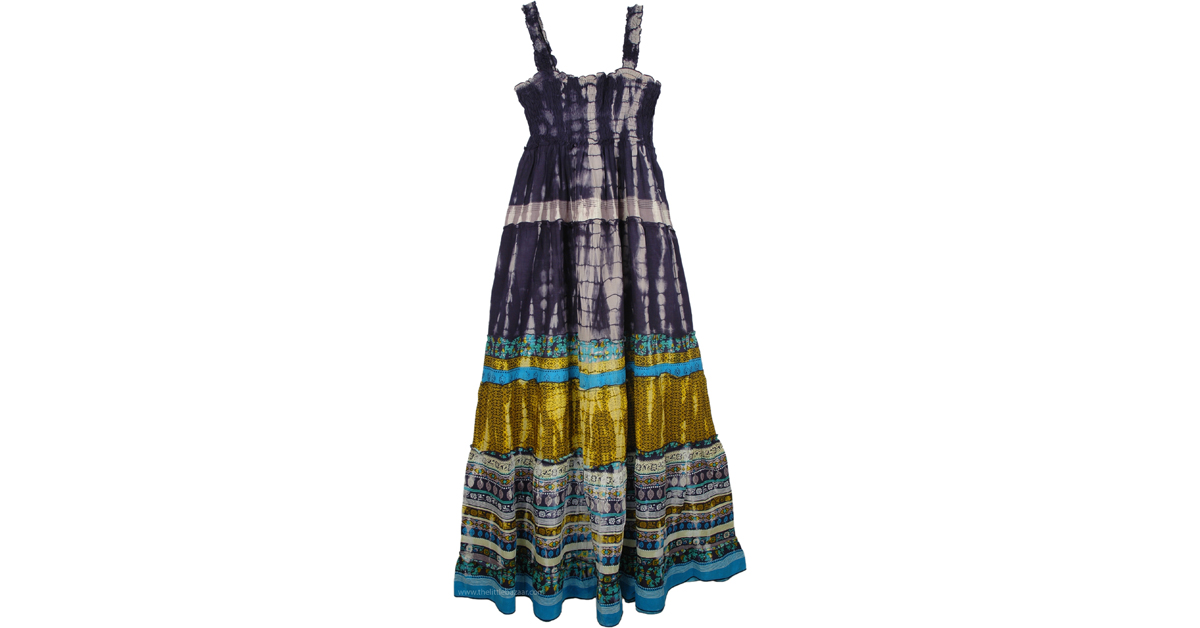 Maxi Cotton Summer Dress in Navy Printed | Dresses | Printed