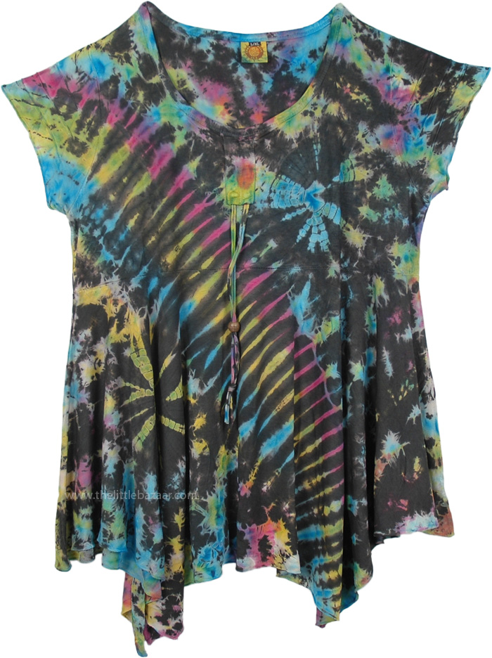 Tie Dyed Woven Cap Sleeve Short Dress