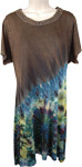 Pine Cone Tie Dye Short Summer Hi Low Dress with Back Tie