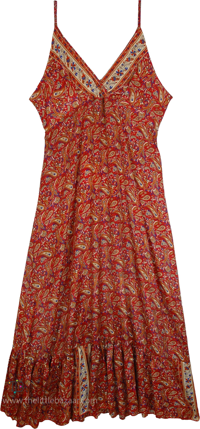 Terracotta Dreams Paisley Print Maxi Dress