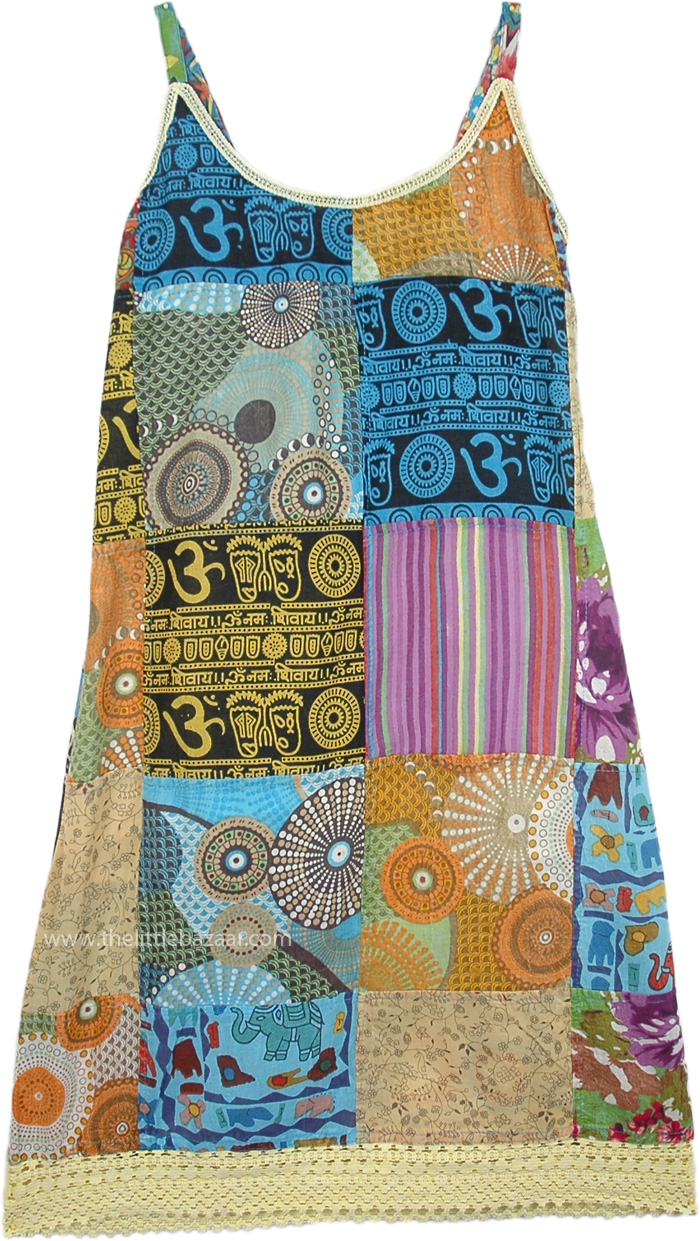 Ethnic Patchwork Boho Hippie Dress 