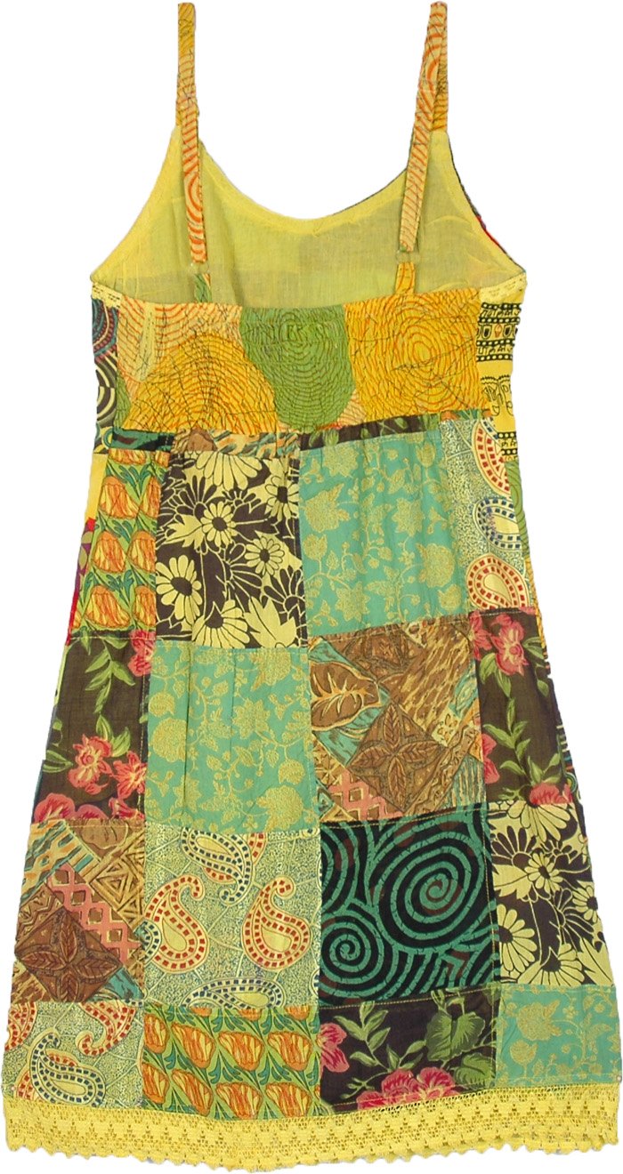 Ethnic Sun Patchwork Boho Hippie Dress | Dresses | Yellow | Patchwork