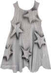 Knit Crochet Short Sleeveless Dress in Grey