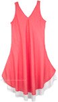 Coral White Double Layered Summer Dress [4790]