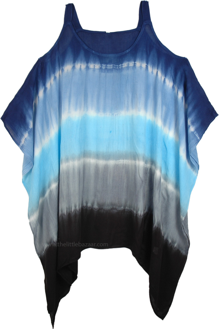 Hippie Tie Dye Cold Shoulder Short Dress | Dresses | Blue | Sleeveless ...