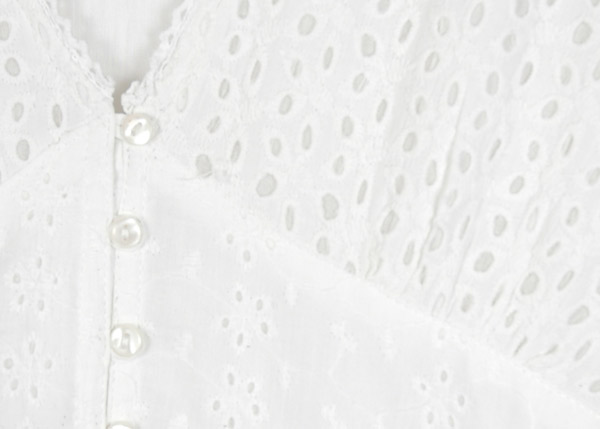 Pure White Cotton Boho Dress in Eyelet Fabric