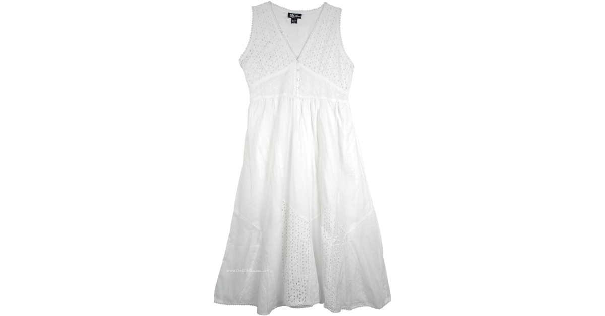 white cotton boho dress