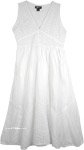 Pure White Cotton Boho Dress in Eyelet Fabric