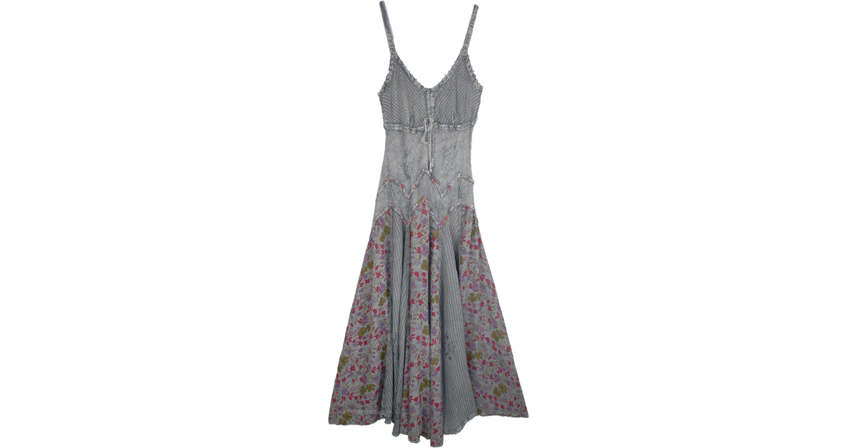 Medieval Dusty Gray Rayon Long Dress-M by TLB