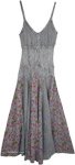 Embroidered Rayon Dress in Gray Printed [4856]