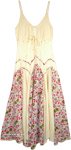 Floral Patchwork Summer Dress in Creamy White [4857]