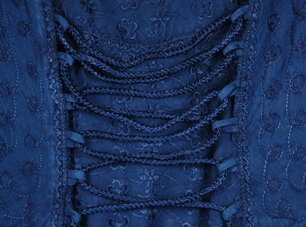 Indigo Soft Western Rodeo Embroidered Handkerchief Hem Dress