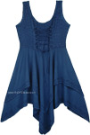 indigo Soft Western Rodeo Embroidered Handkerchief Hem Dress
