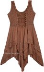 Copper Brown Asymmetrical Sleeveless Dress [4862]