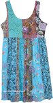 Turquoise Blue Multi-Floral Cotton Dress