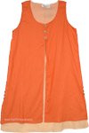 Boho Orange Long Sleeveless Dress with Decorative Buttons [5084]