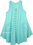 Sleeveless Cotton Beach Dress with Buttons and Front Pockets [5099]