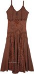 Brown Sleeveless Dress with Lace Details and Adjustable Straps [5193]