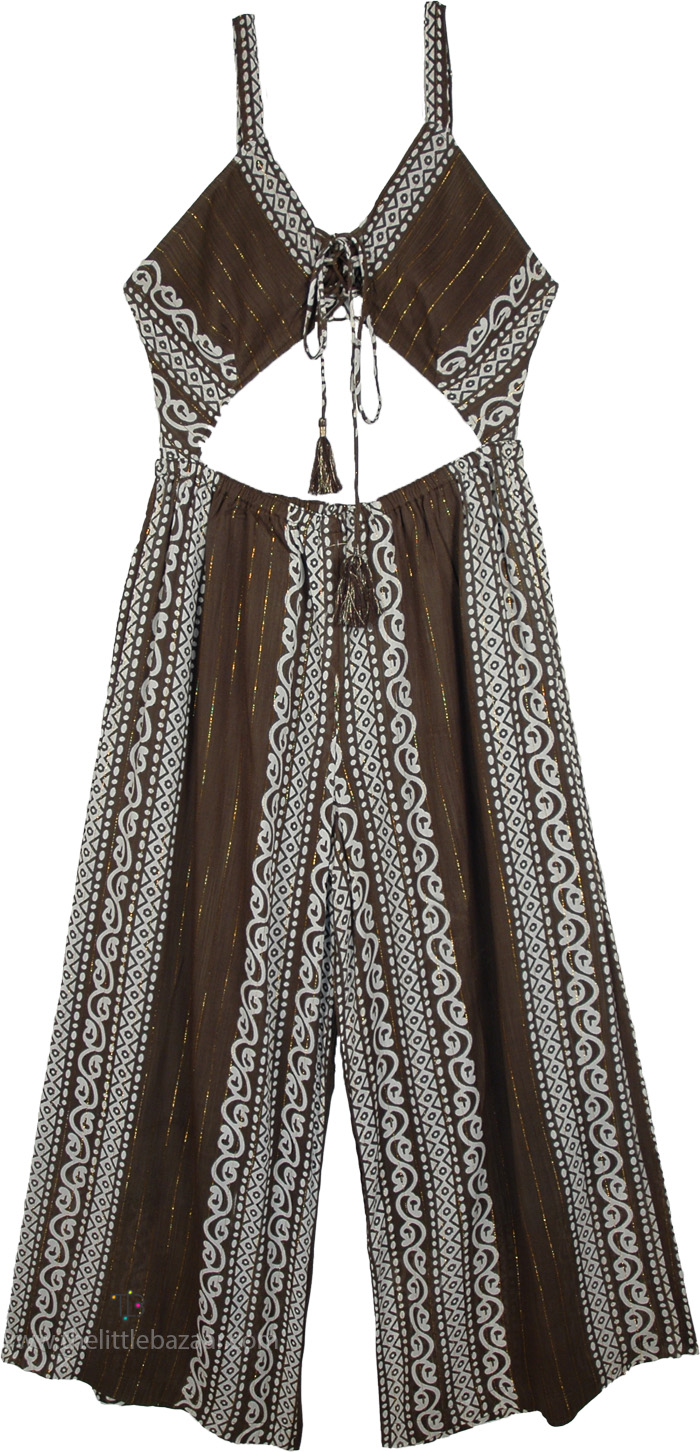 Olive Tinsel Sleeveless Wide Leg Cutout Jumpsuit