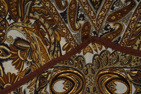 Golden Paisley Short Dress with Bell Sleeves