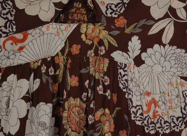 Deep Brown Peony Twist Cut-Out Mini Dress