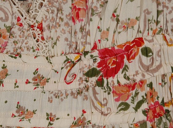 Red Rose Lace Trim Smocked Waist Mini Dress