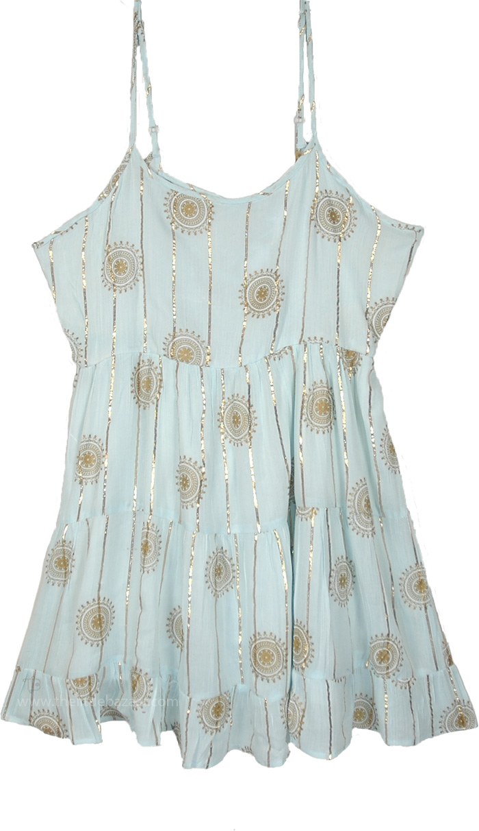 Sky Shimmer Tiered Babydoll Short Dress