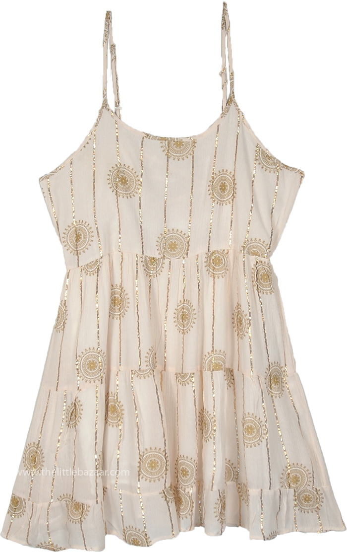 Sand Glow Tiered Short Dress