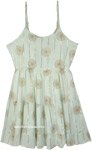 Turq Haze Shimmer Tiered Short Dress
