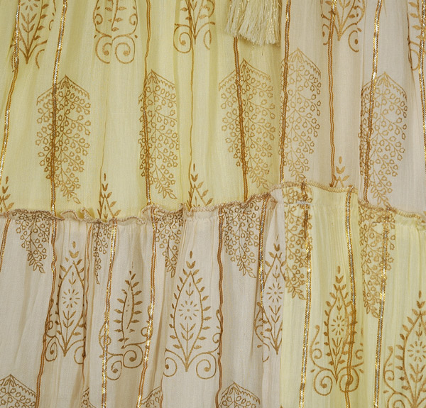 Lemon Cream Shimmer Boho Tiered Sundress