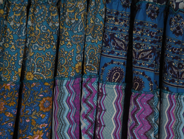 Teal Tide Patchwork Boho Tiered Dress