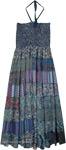Teal Tide Patchwork Boho Tiered Dress