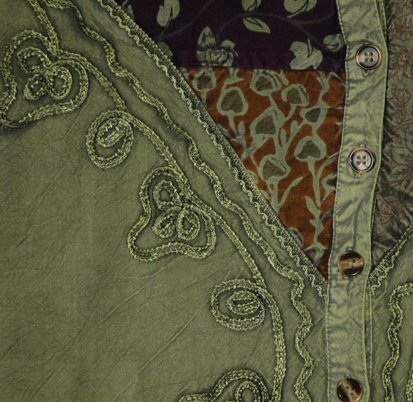 Olive Green Boho Button-Front Tank Dress