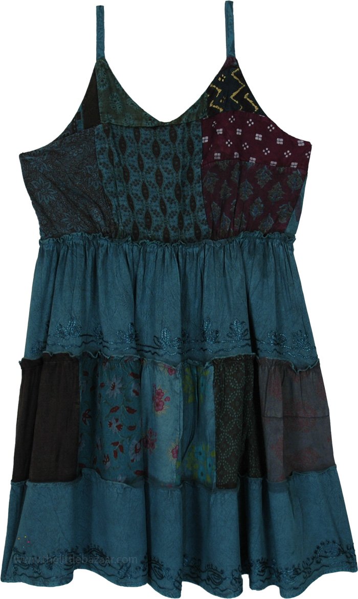 Peacock Teal Tiered Boho Babydoll Sundress