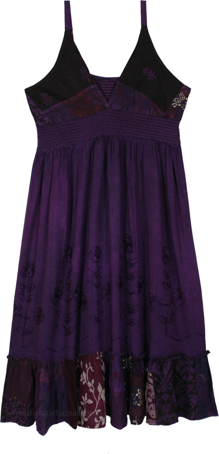 Violet Wanderer Patchwork Boho Midi Sundress