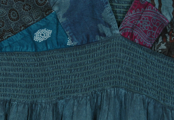 Peacock Lagoon Patchwork Boho Midi Sundress