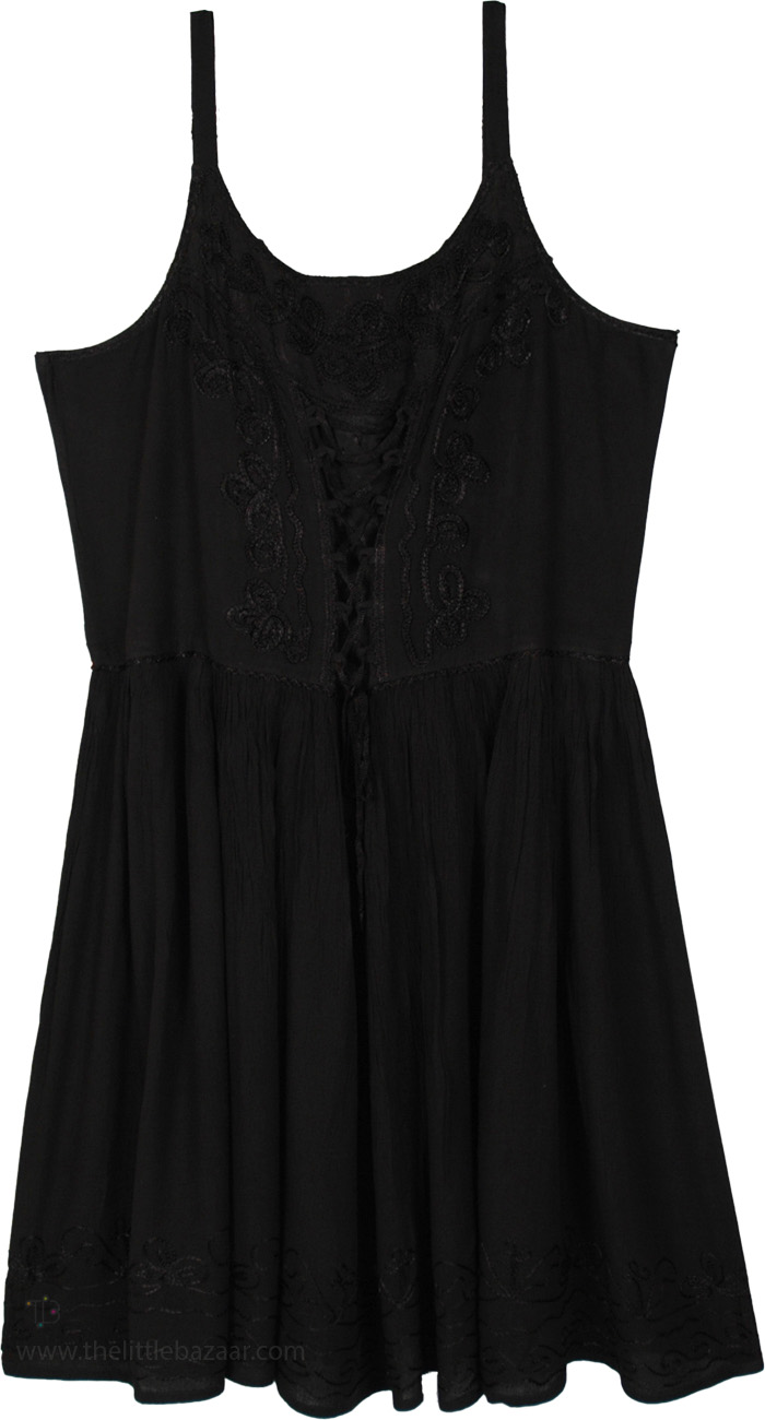 Raven Corset Babydoll Flowy Boho Dress