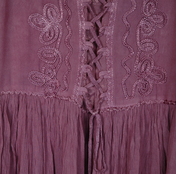 Mauve Rose Lace-Up Knee Length Dress