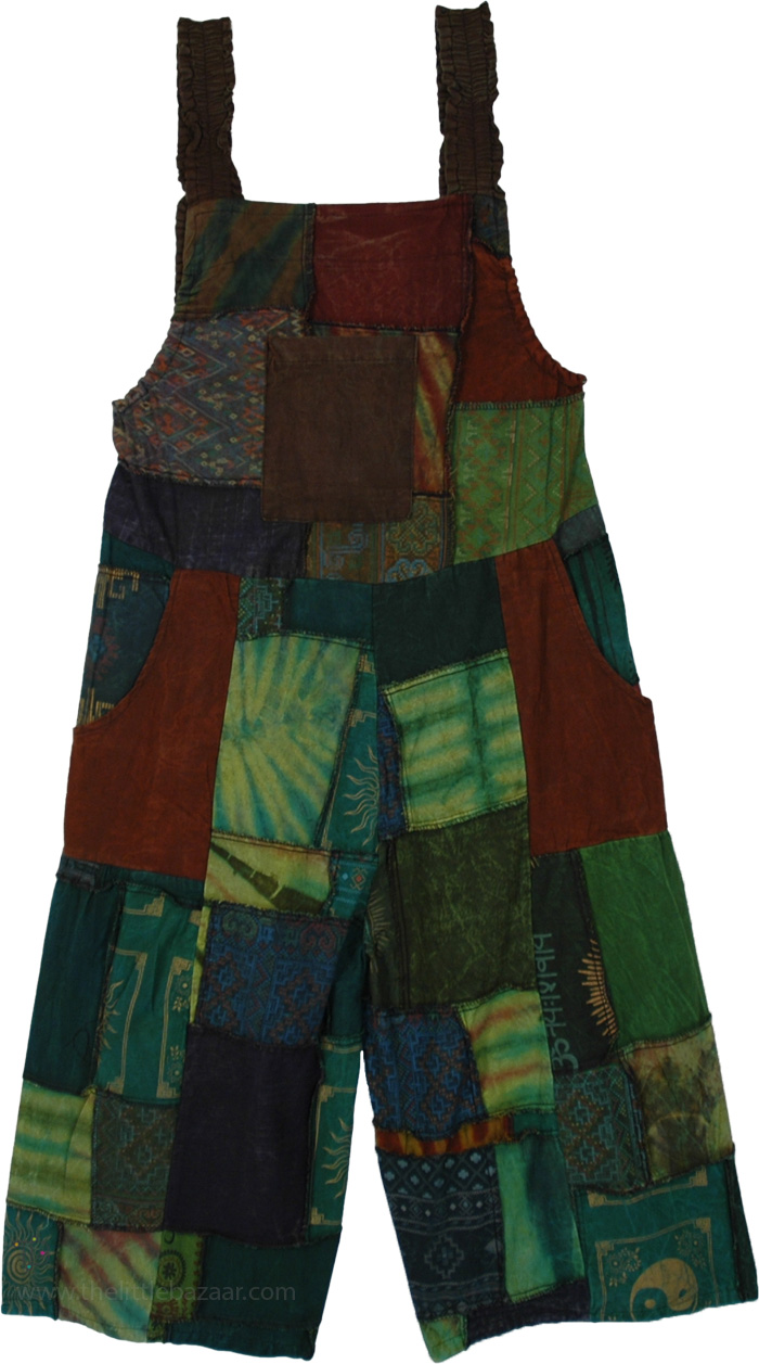 Forest Drift Patchwork Boho Romper Playsuit