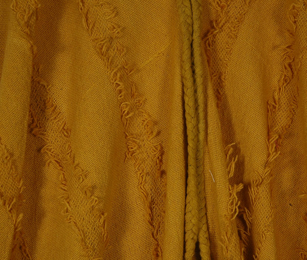 Marigold Frayed Backless Peasant Maxi Dress