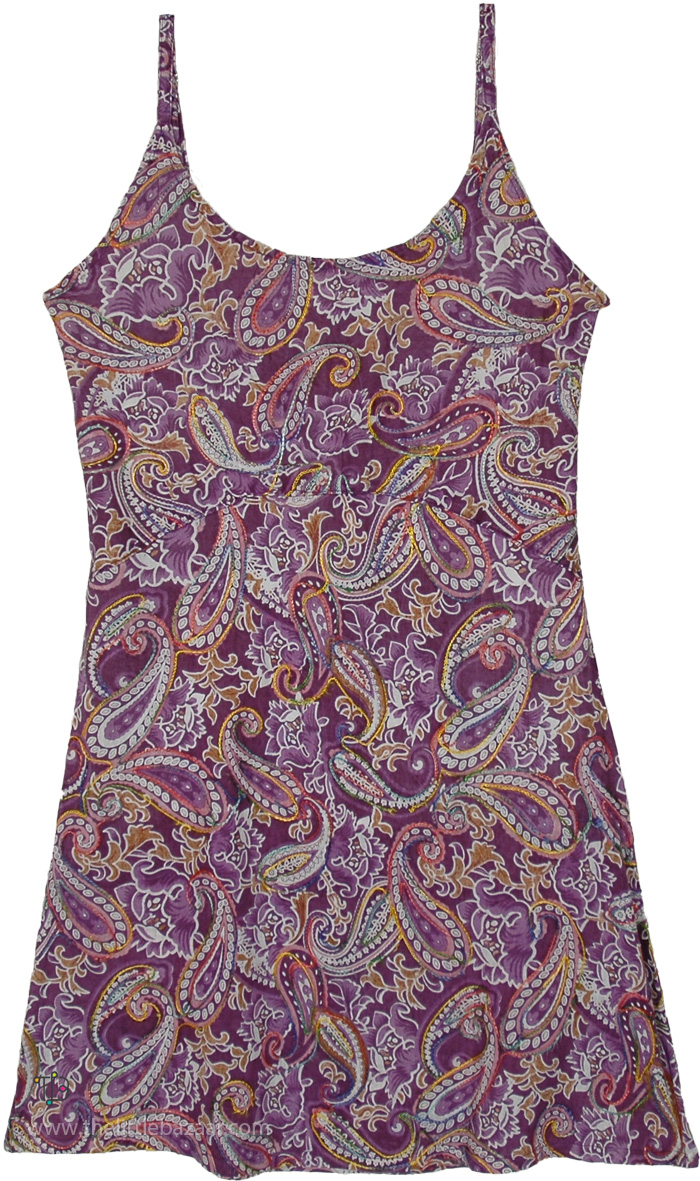 Violet Paisley Embroidered Cami Slip Sundress