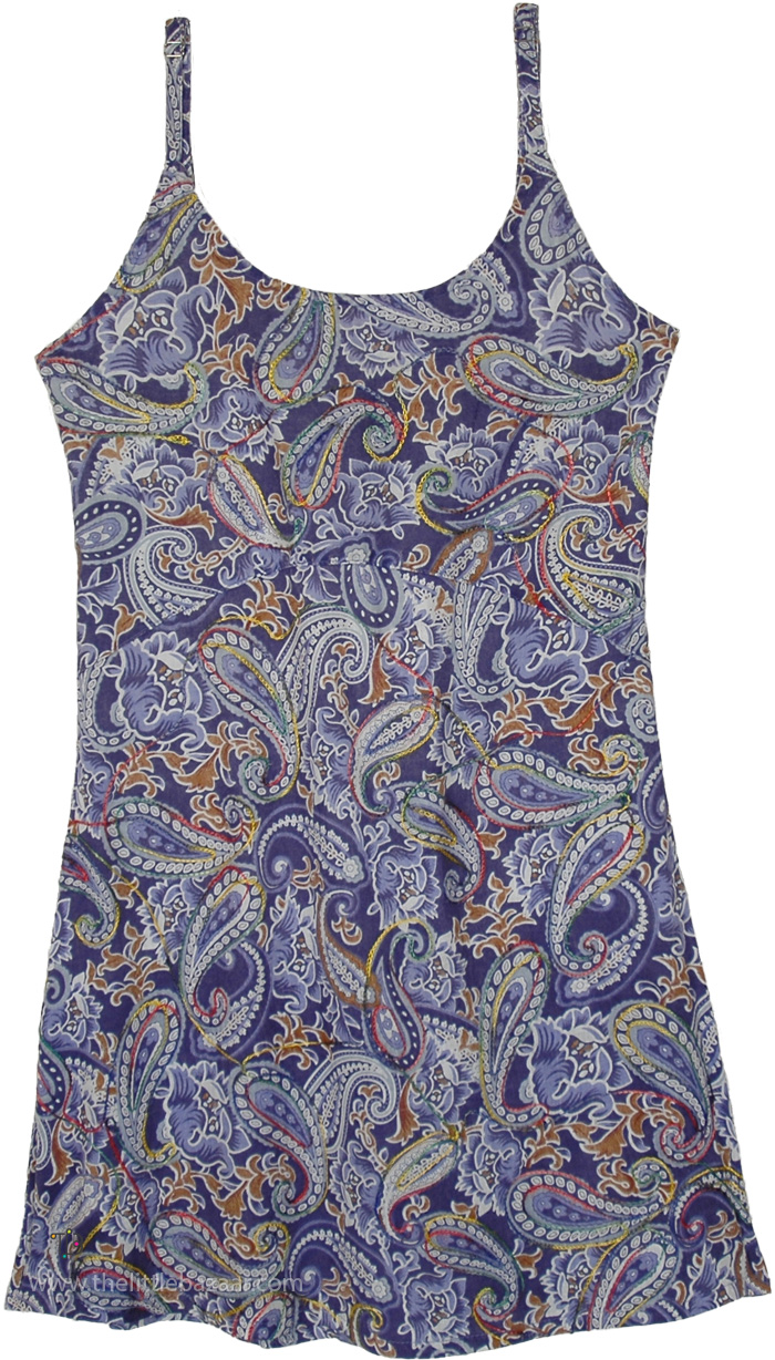 Periwinkle Paisley Cotton Embroidered Sundress