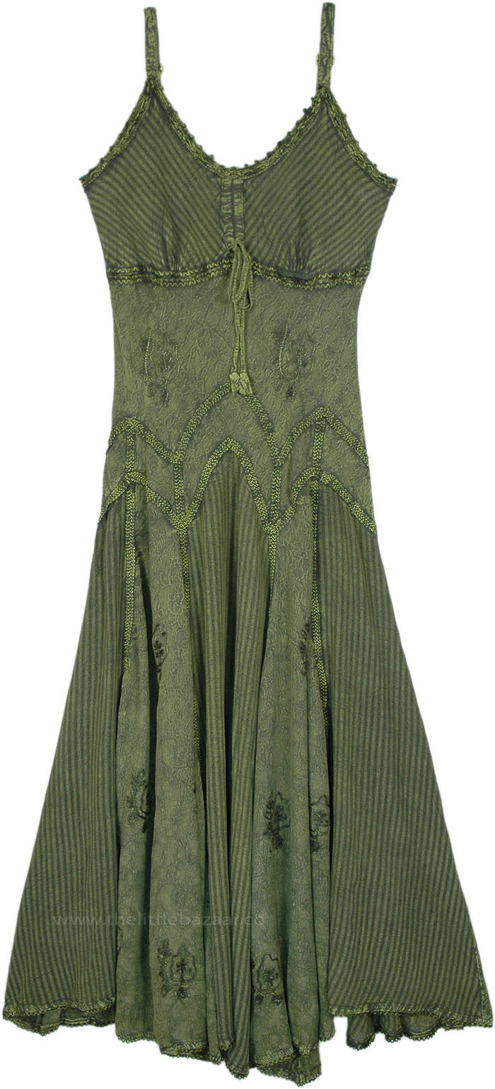 Plus Size Prairie Green Western Maxi Dress